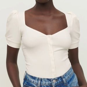 REFORMATION - Wylder Knit Top - Ivory - Small